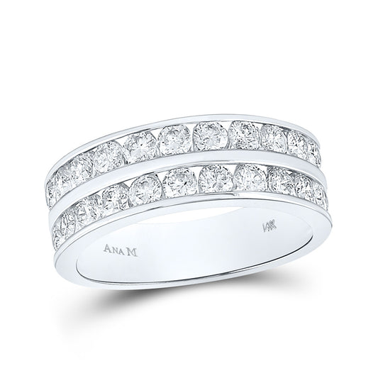 14K Yellow Or White Gold  Mens Round Diamond Double Row Wedding Band Ring 2 Cttw, Mens Size: 7-13