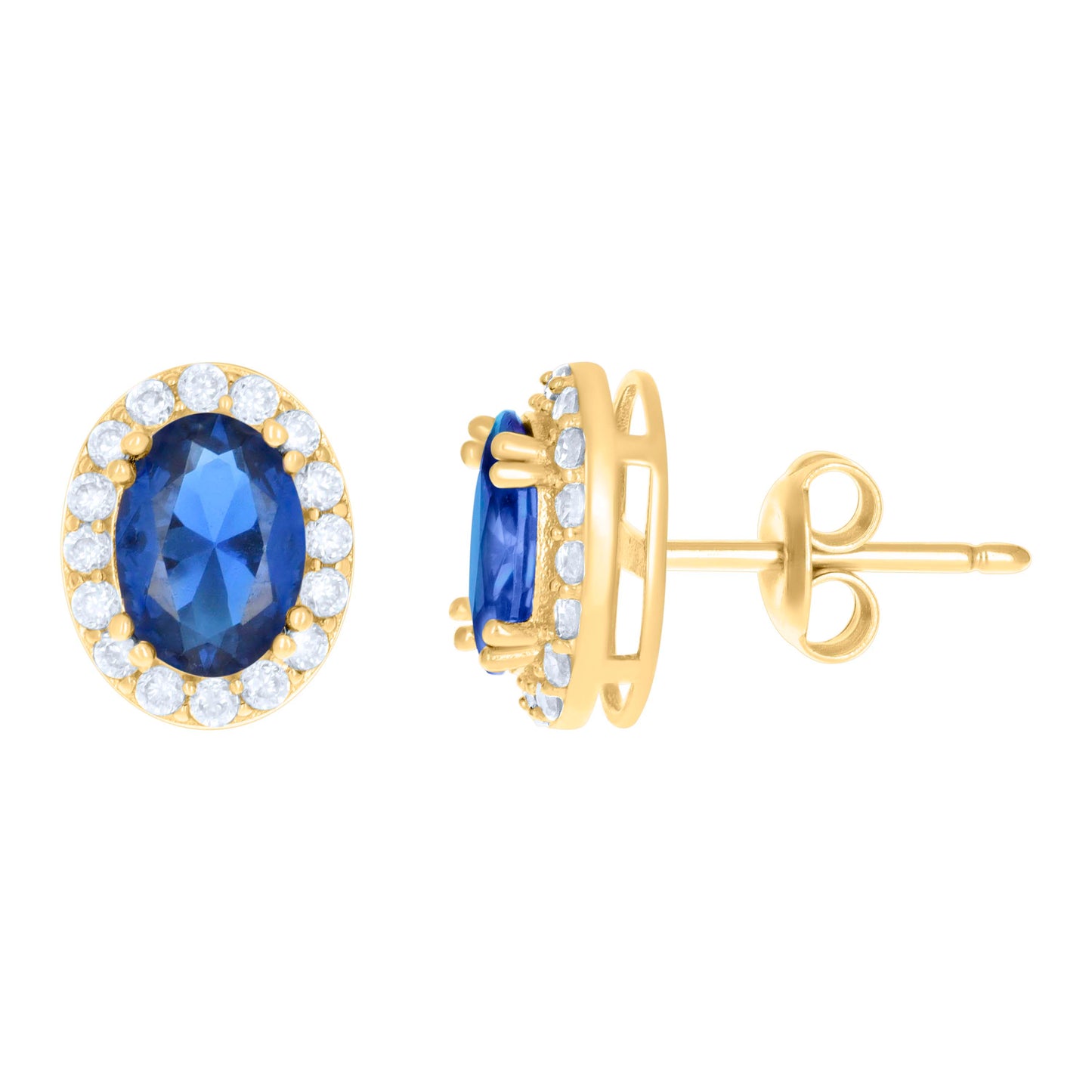 10K Yellow Gold Womens Oval Round Cubic-Zirconia Oval Fashion Stud Earrings