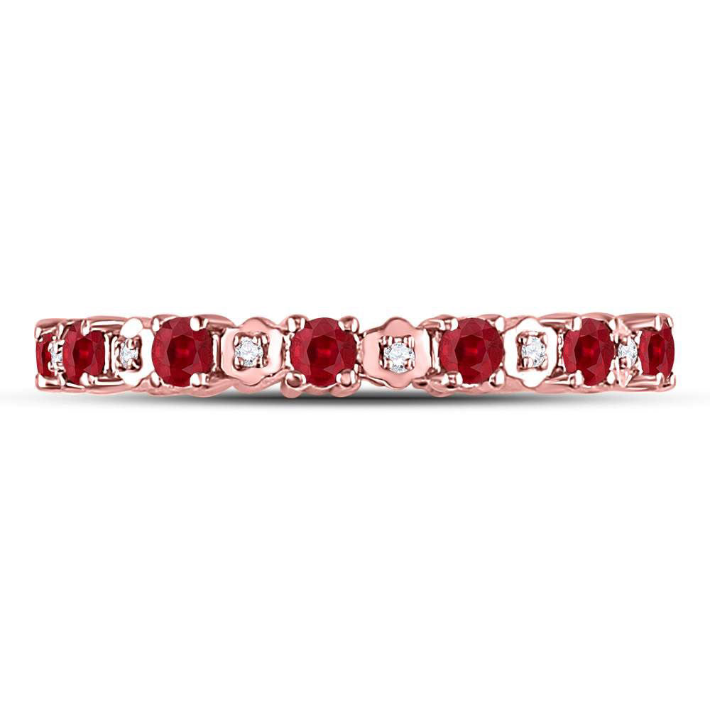10K White Or Rose Gold Womens Round Blue Sapphire Diamond Eternity Band Ring 1 Cttw, Womens Size: 5-10