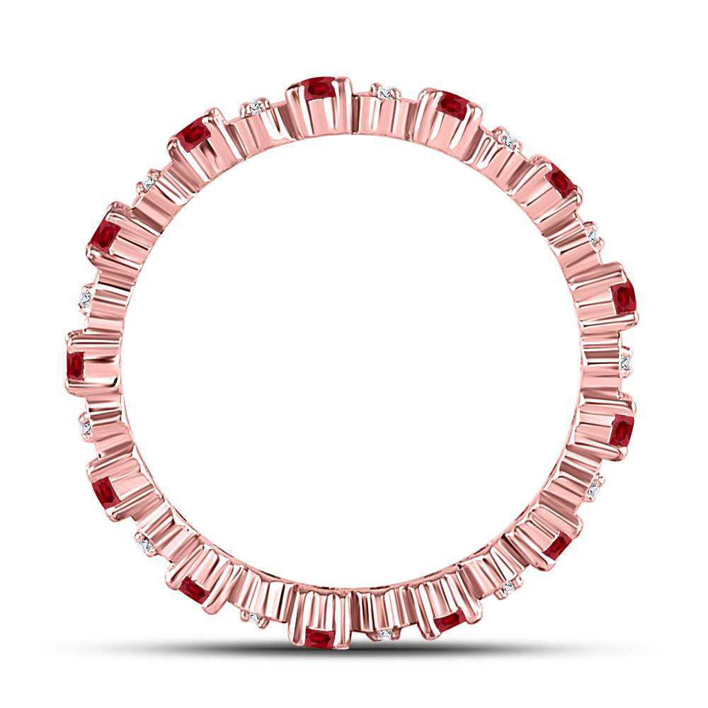 10K White Or Rose Gold Womens Round Blue Sapphire Diamond Eternity Band Ring 1 Cttw, Womens Size: 5-10