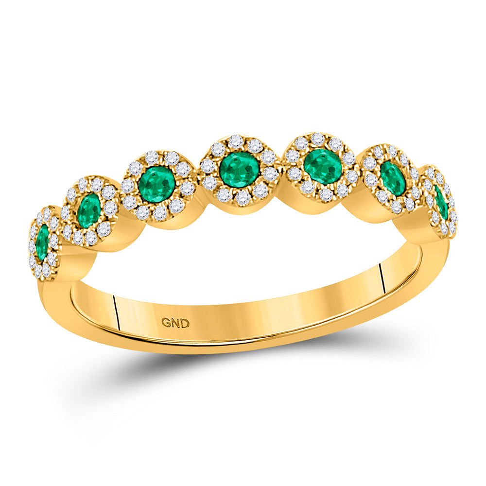 10K White Or Yellow Gold Womens Round Ruby Circle Stackable Band Ring 1/2 Cttw, Womens Size: 5-10