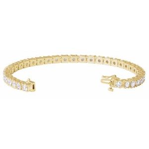 14K Yellow Gold Round 3.65Mm G-H Si1-Si2 7 Ctw Lab-Grown Diamond Line Bracelet, Length: 7.25 In