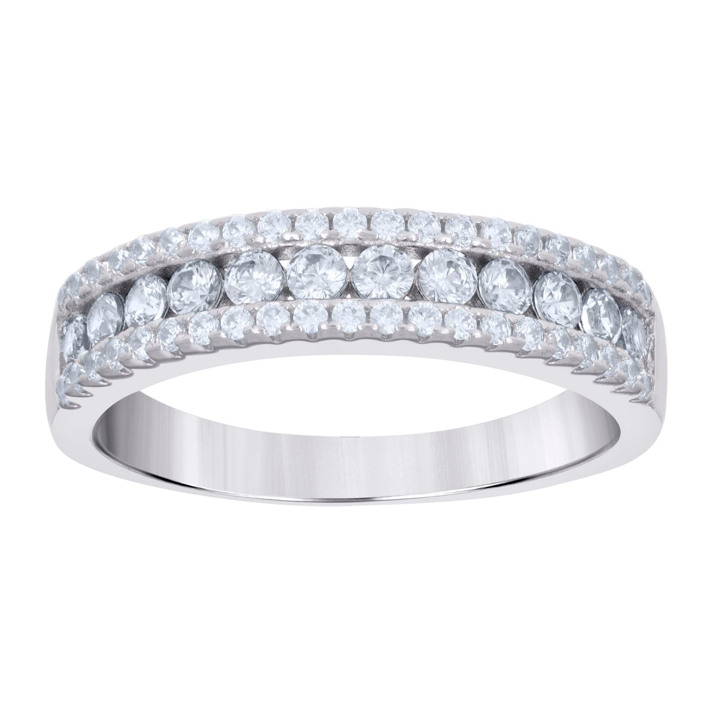 Sterling Silver Women's Cubic-Zirconia Fashion Bridal Anniversary Wedding Engagement Band Ring