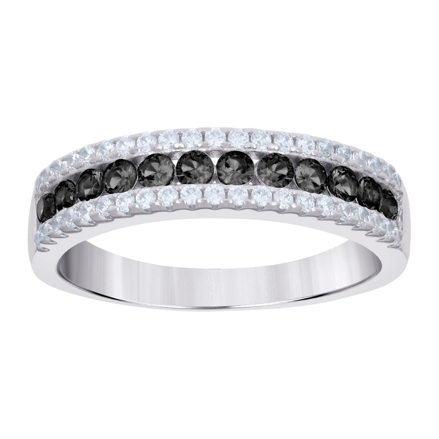 Sterling Silver Women's Cubic-Zirconia Fashion Bridal Anniversary Wedding Engagement Band Ring