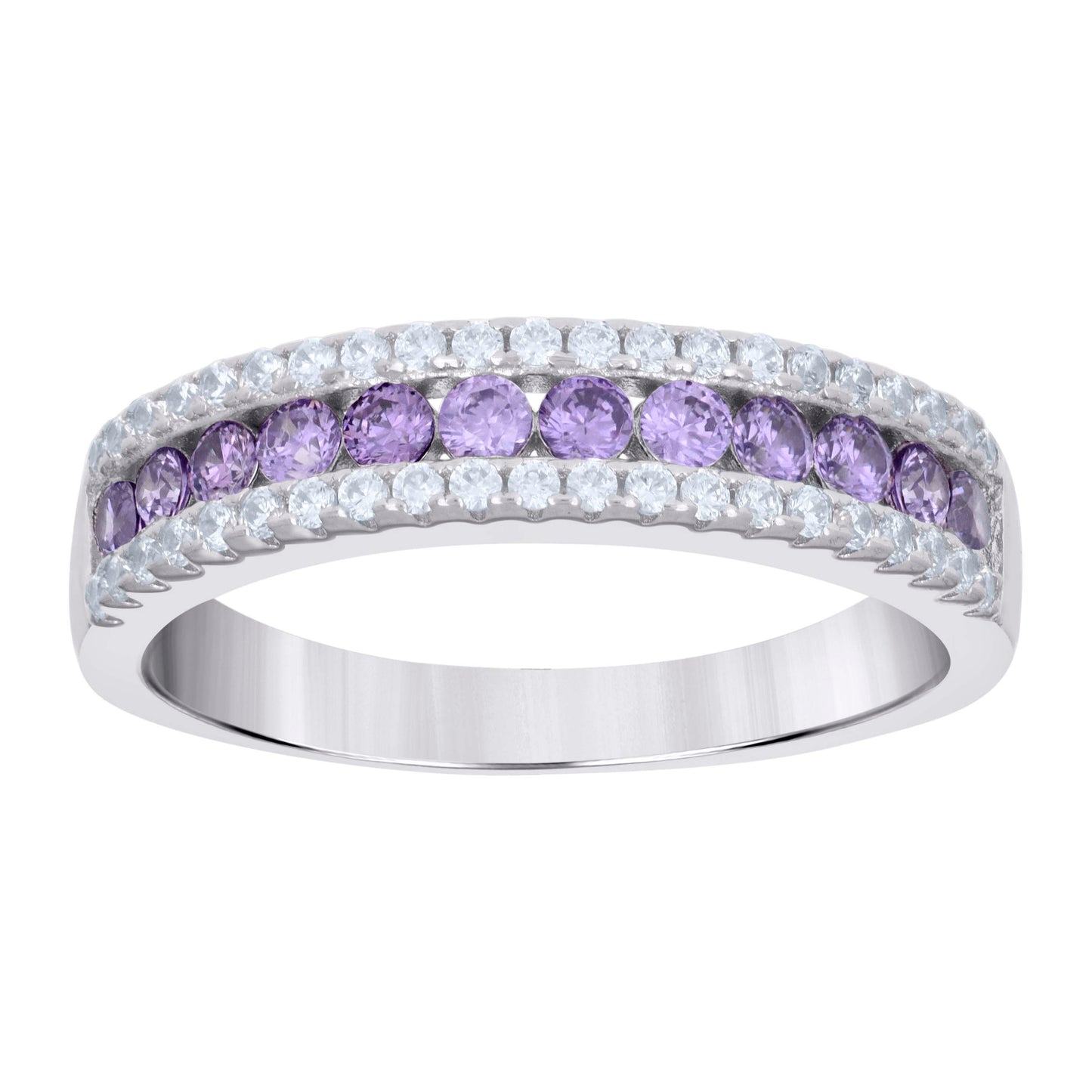 Sterling Silver Women's Cubic-Zirconia Fashion Bridal Anniversary Wedding Engagement Band Ring