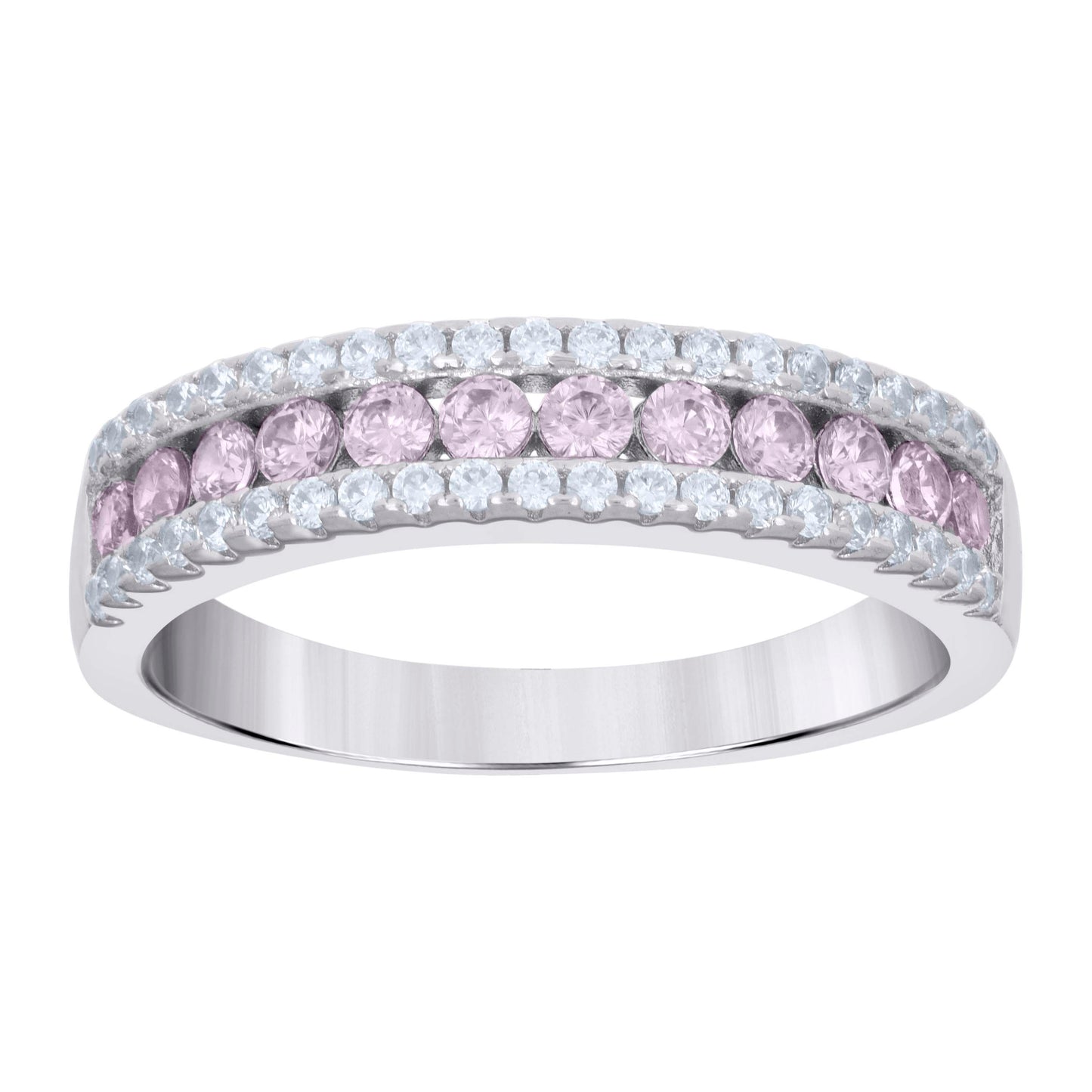 Sterling Silver Women's Cubic-Zirconia Fashion Bridal Anniversary Wedding Engagement Band Ring