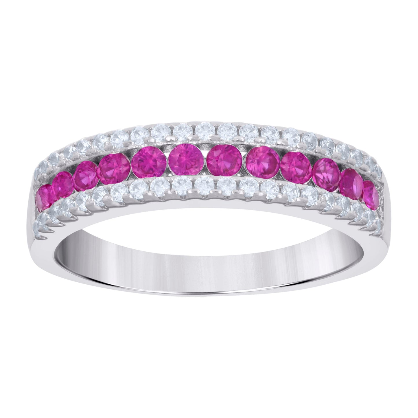 Sterling Silver Women's Cubic-Zirconia Fashion Bridal Anniversary Wedding Engagement Band Ring