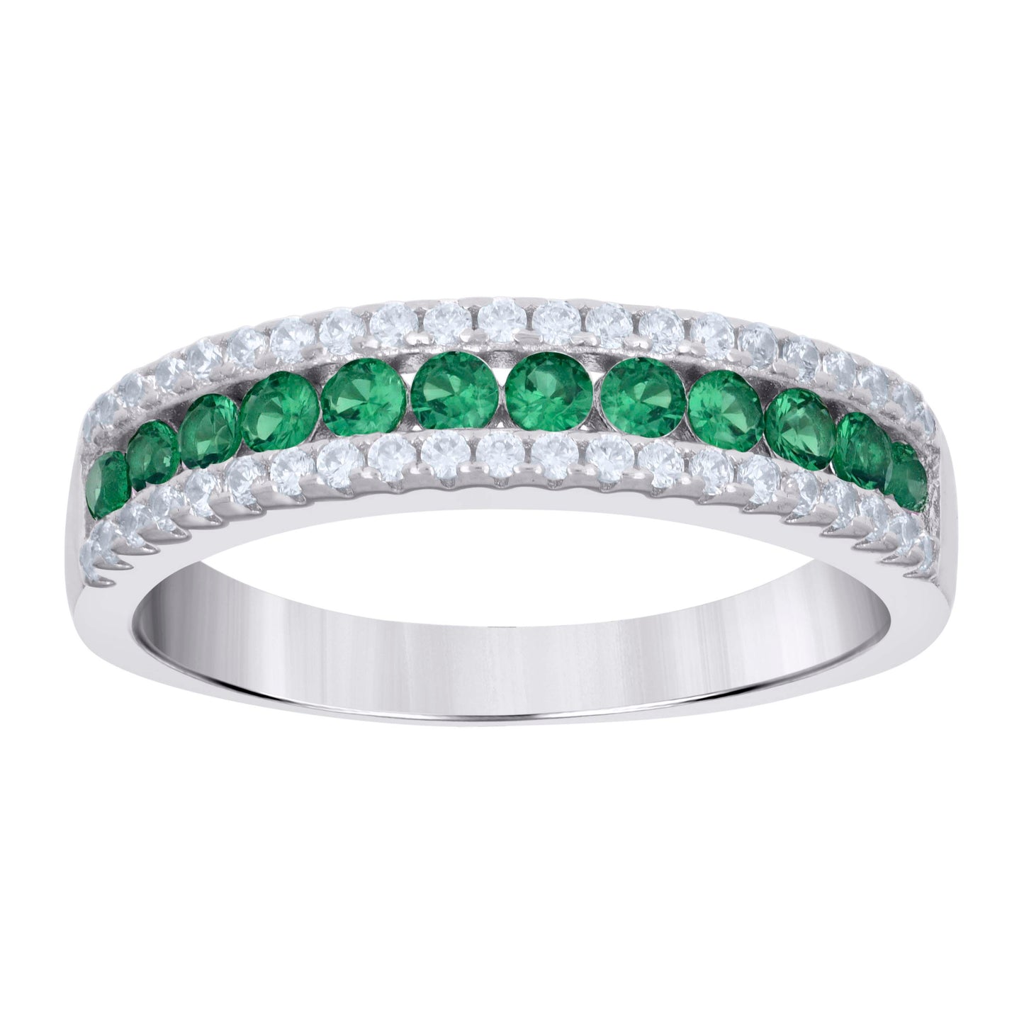 Sterling Silver Women's Cubic-Zirconia Fashion Bridal Anniversary Wedding Engagement Band Ring