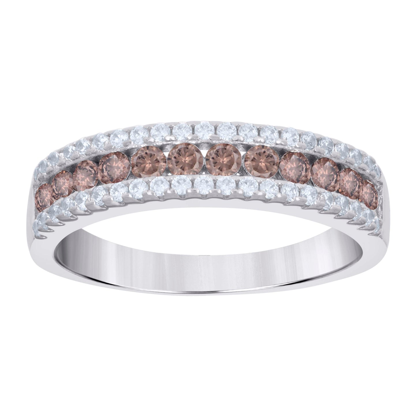 Sterling Silver Women's Cubic-Zirconia Fashion Bridal Anniversary Wedding Engagement Band Ring