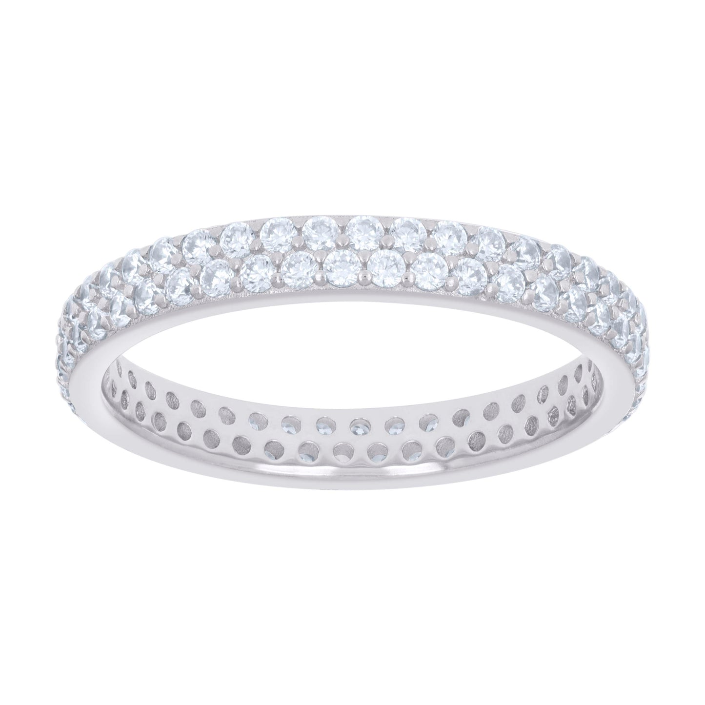 Sterling Silver Women's Cubic-Zirconia Bridal Anniversary Engagement Wedding Band Ring