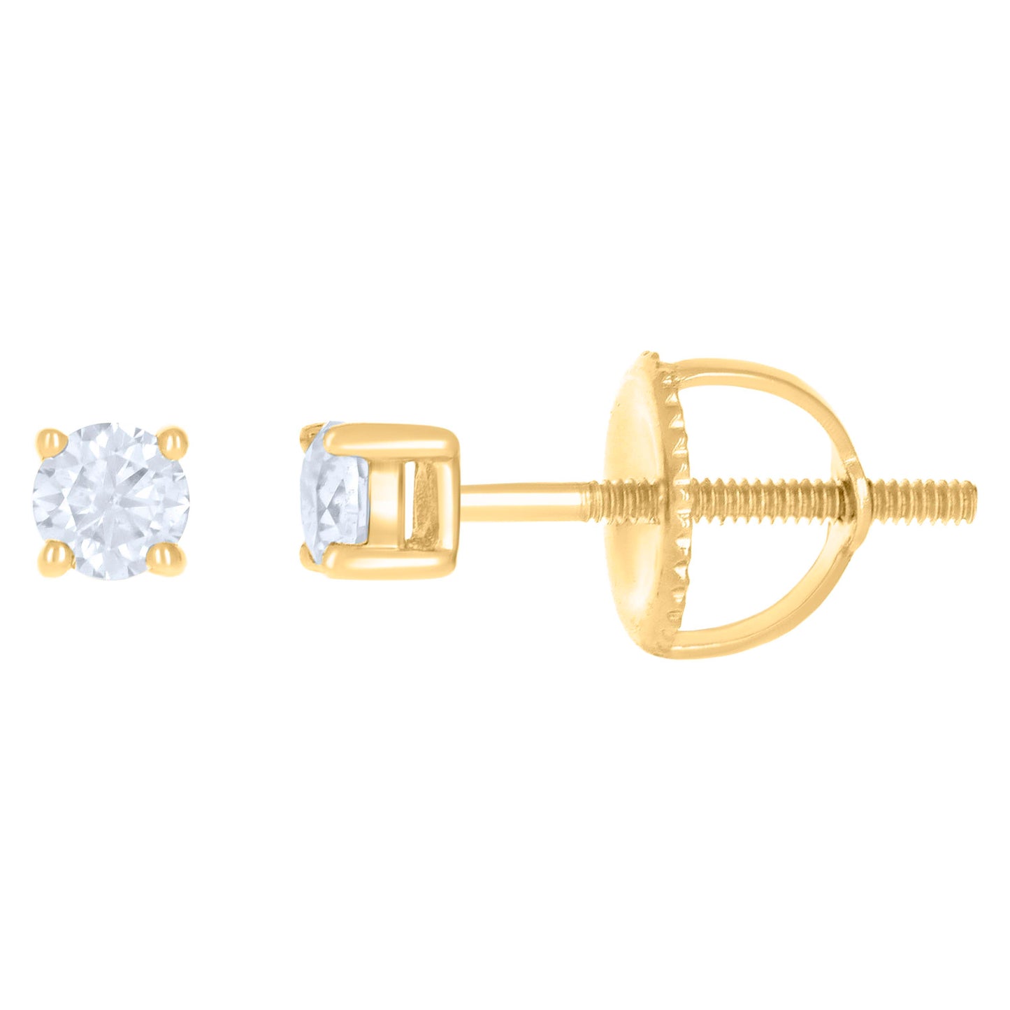 10K Yellow Or White Gold Unisex Moissanite Solitaire Stud Earrings
