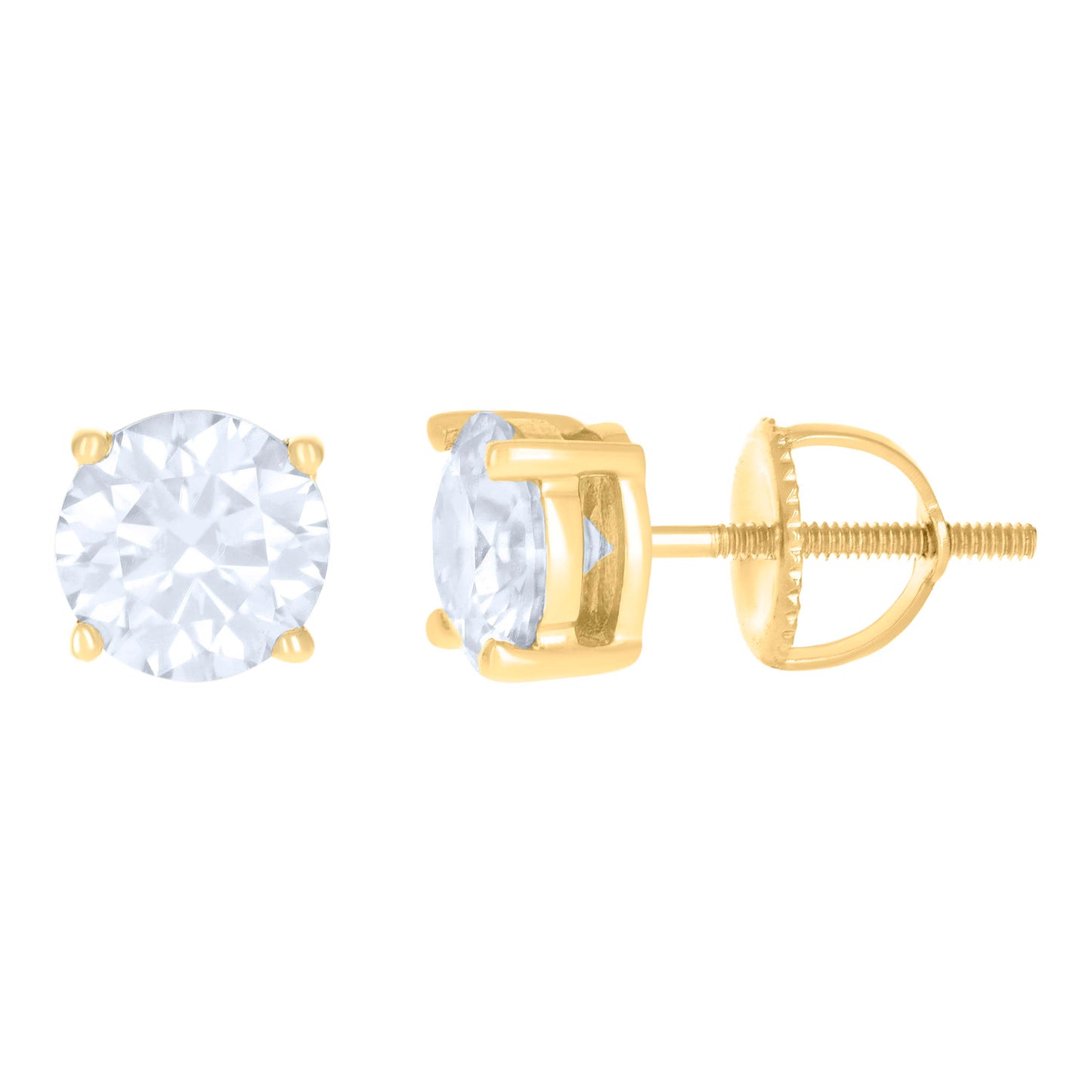 10K Yellow Or White Gold Unisex Moissanite Solitaire Stud Earrings