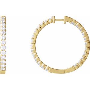 14K Yellow Gold Pair Round Shape 3Mm Si1-Si2, Gh 5 Ctw Lab-Grown Diamond Inside-Outside Hoop Earrings, Length: 37.8 Mm, Thickness: 3.2 Mm