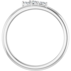 14K White Gold Natural Diamond Marquise 3.5 X 2 Mm Natural Diamond Polished 1/8 Ctw Natural Diamond Three-Stone Stackable Ring Size 7