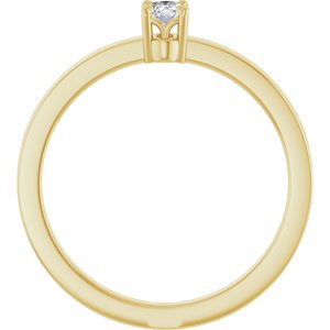 14K Yellow Gold Oval  4 X 3 Mm Polished 1/6 Ct Natural Diamond Solitaire Ring Size 7