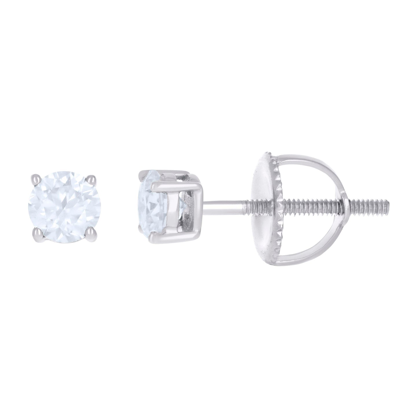 10K Yellow Or White Gold Unisex Moissanite Solitaire Stud Earrings