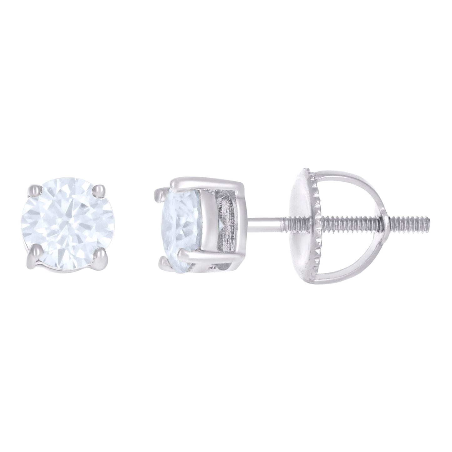 10K Yellow Or White Gold Unisex Moissanite Solitaire Stud Earrings