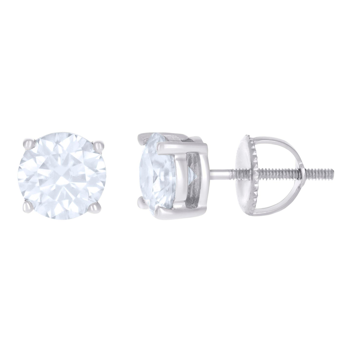 10K Yellow Or White Gold Unisex Moissanite Solitaire Stud Earrings