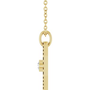 14K Yellow Gold Round 2.5Mm G-H I1 .06 Ct Natural Diamond Medallion Necklace, Length: 18 In