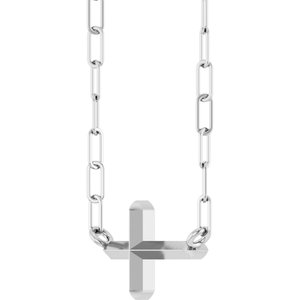 Sterling Silver 11 X 7 Mm 18 In Polished Sideways Cross Necklace