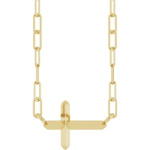 14K Yellow Gold 11 X 7 Mm 18 In Polished Sideways Cross Necklace