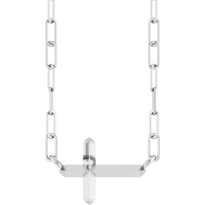 14K White Gold 11 X 7 Mm 18 In Polished Sideways Cross Necklace
