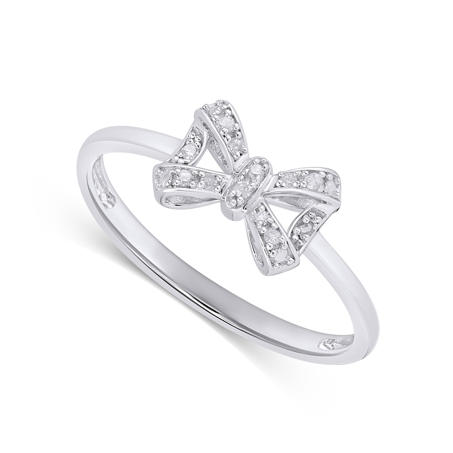 925 Sterling Silver 0.05 Cttw Diamond Ladies Ring