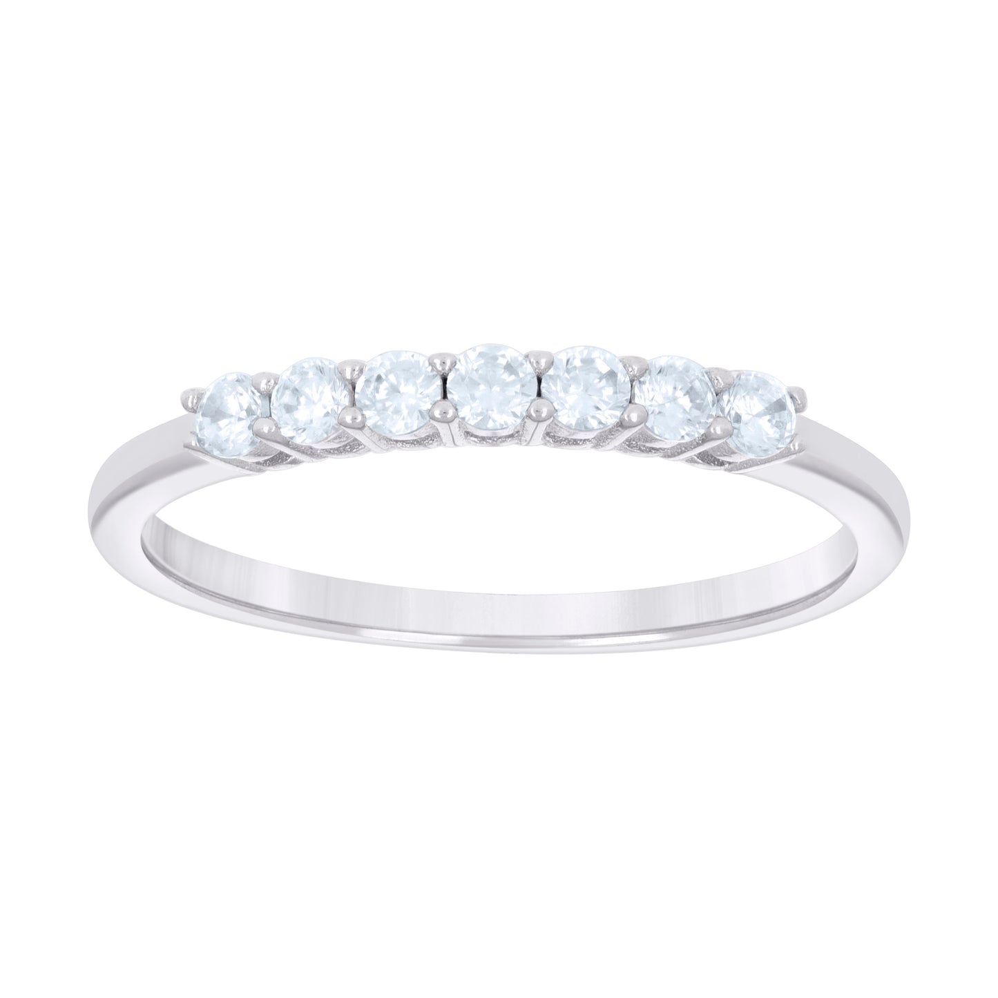 Sterling Silver Womens Cubic-Zirconia Single Row Cubic Zirconia Bridal Anniversary Engagement Wedding Band Ring