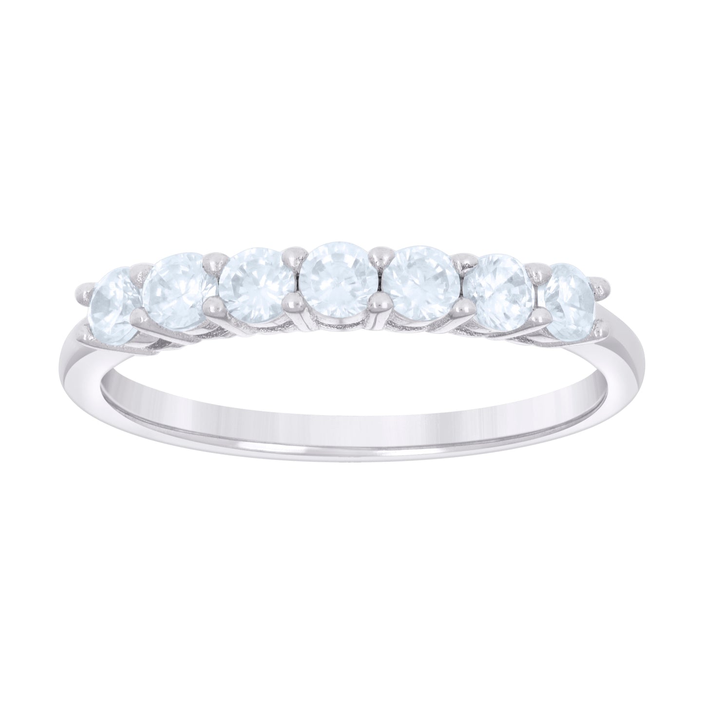 Sterling Silver Women's Cubic-Zirconia Single Row Cubic Zirconia Bridal Anniversary Engagement Wedding Band Ring