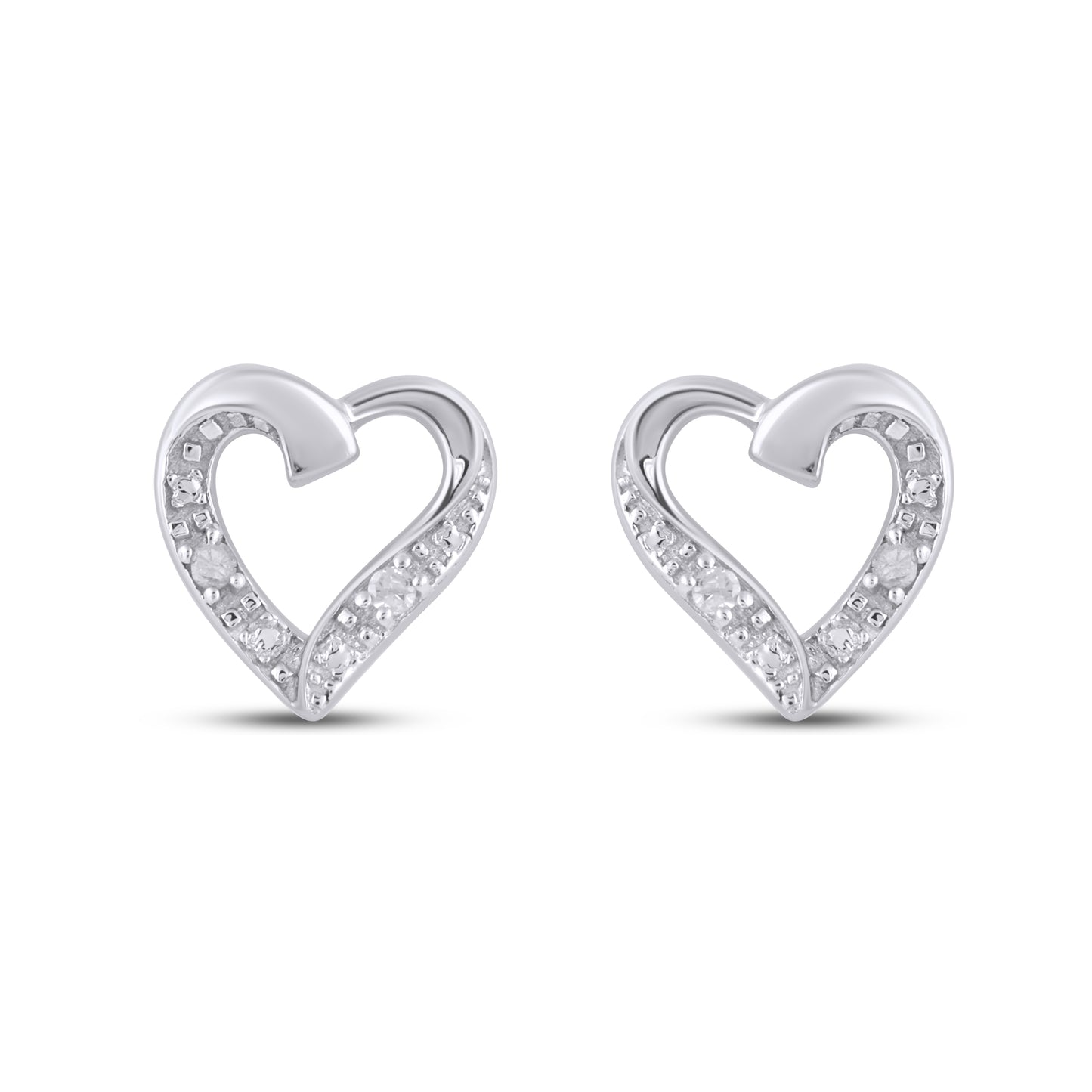 925 Sterling Silver 0.02 Cttw Diamond "Heart" Earring
