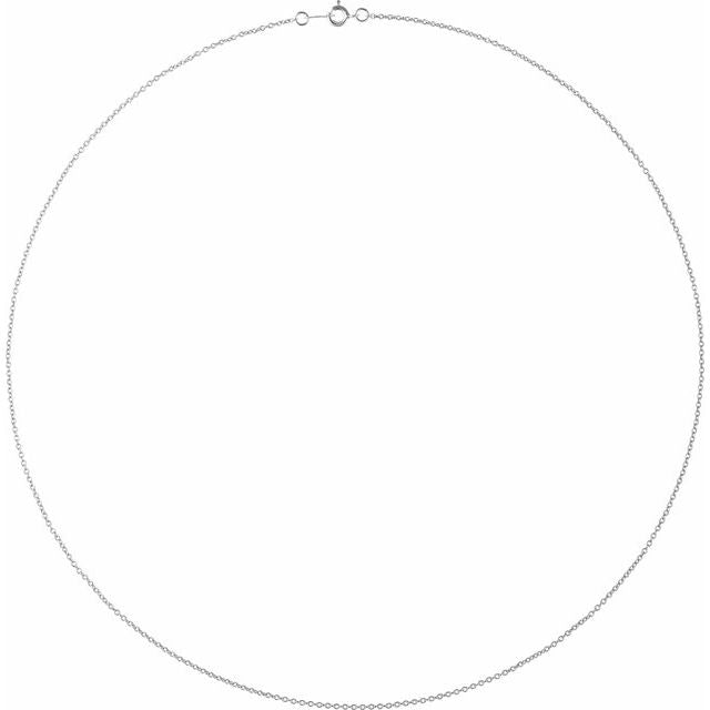 18K White Or Rose Gold 1 Mm Spring Ring Polished Cable Chain