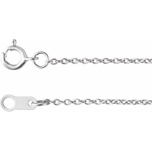 18K White Or Rose Gold 1 Mm Spring Ring Polished Cable Chain