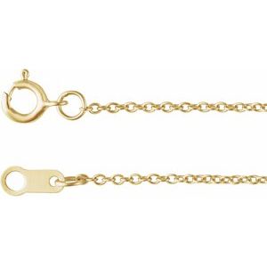 10K Yellow Or White Or Rose Gold 1 Mm Spring Ring Polished Cable Chain