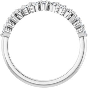 14K White Gold Marquise 2.5 X 1.25 Mm Polished 1/2 Ctw Lab-Grown Diamond Double Row Anniversary Band Size 7