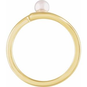 14K Yellow Gold Cultured White Freshwater Pearl Pearl 4.0-4.5 Mm Polished Cultured Pearl Freeform Ring Size 7