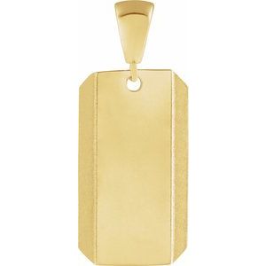 14K Yellow Gold 26.5 X 11 Mm Polished Engravable Dog Tag Pendant