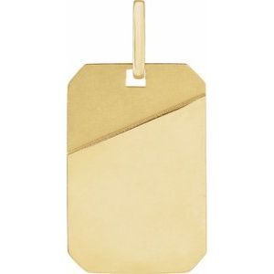 14K Yellow Gold 28 X 16 Mm Polished Engravable Dog Tag Pendant