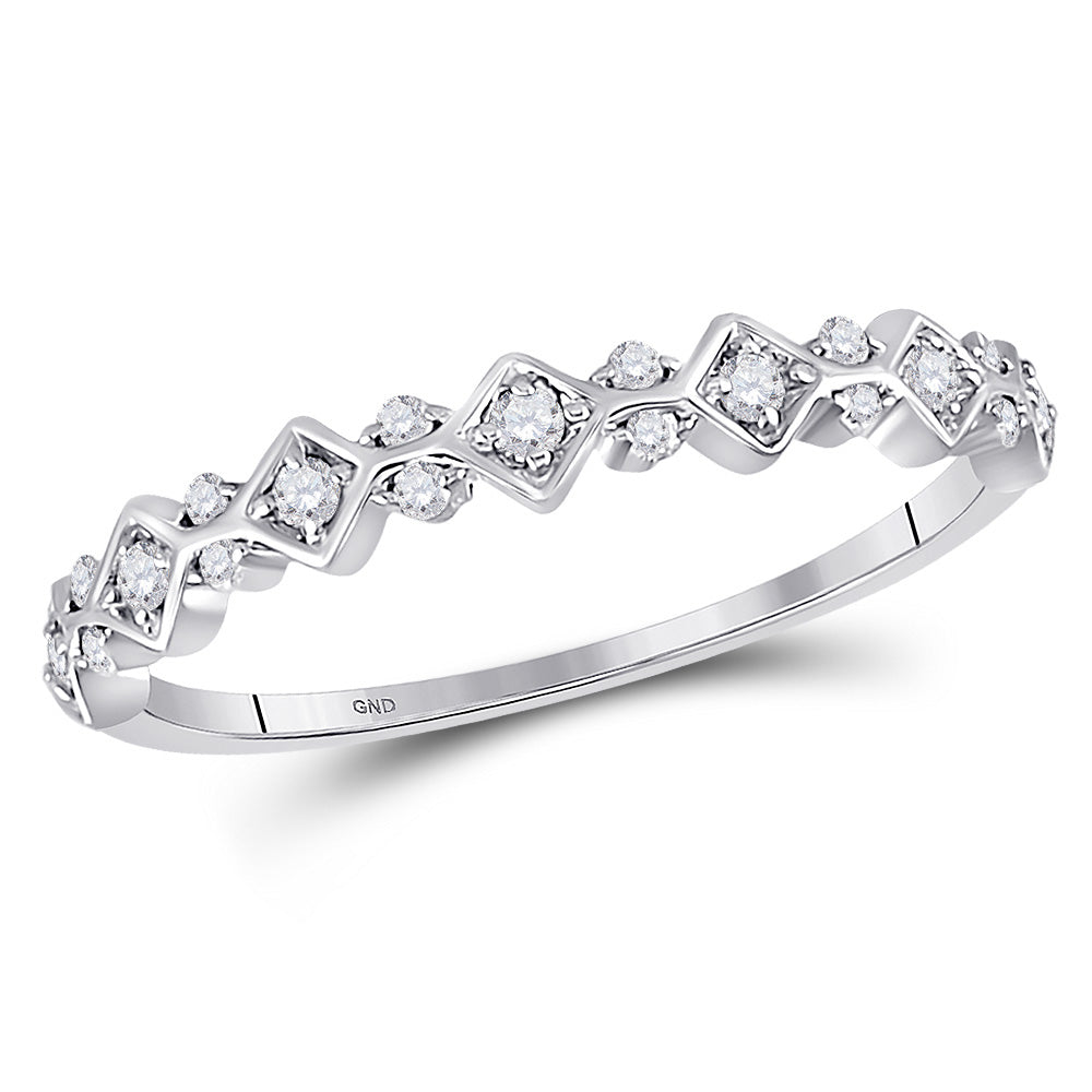 10K Yellow Or White Or Rose Gold Womens Round Diamond Stackable Band Ring , Womens Size: 5-10