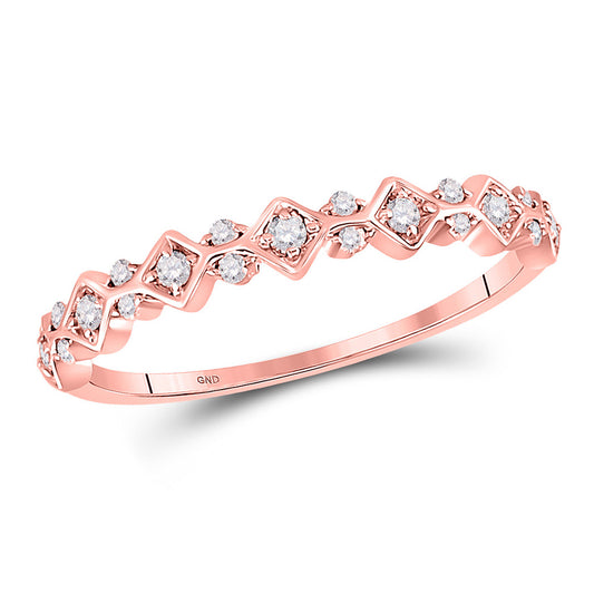 10K Yellow Or White Or Rose Gold Womens Round Diamond Stackable Band Ring , Womens Size: 5-10