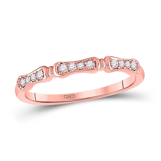 10K White Or Rose Gold Womens Round Diamond Stackable Band Ring , Womens Size: 5-10