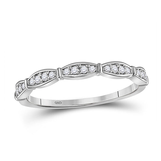 10K White Gold Womens Round Diamond Stackable Band Ring 1/8 Cttw, Womens Size: 5-10