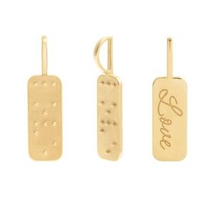 14K Yellow Gold Love 27.9 X 7.8 Mm Polished Braille Pendant