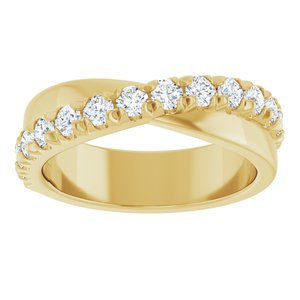 14K Yellow Gold Round 2.5 Mm Polished 7/8 Ctw Lab-Grown Diamond Anniversary Band Size 7