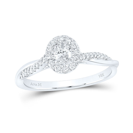 14K White Gold Oval Diamond Solitaire Bridal Wedding Engagement Ring 1/3 Cttw, Womens Size: 5-10