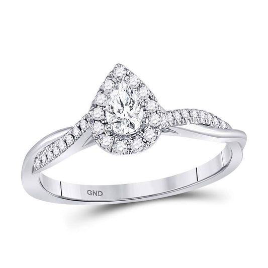 14K White Gold Pear Diamond Solitaire Bridal Wedding Engagement Ring 1/3 Cttw, Womens Size: 5-10