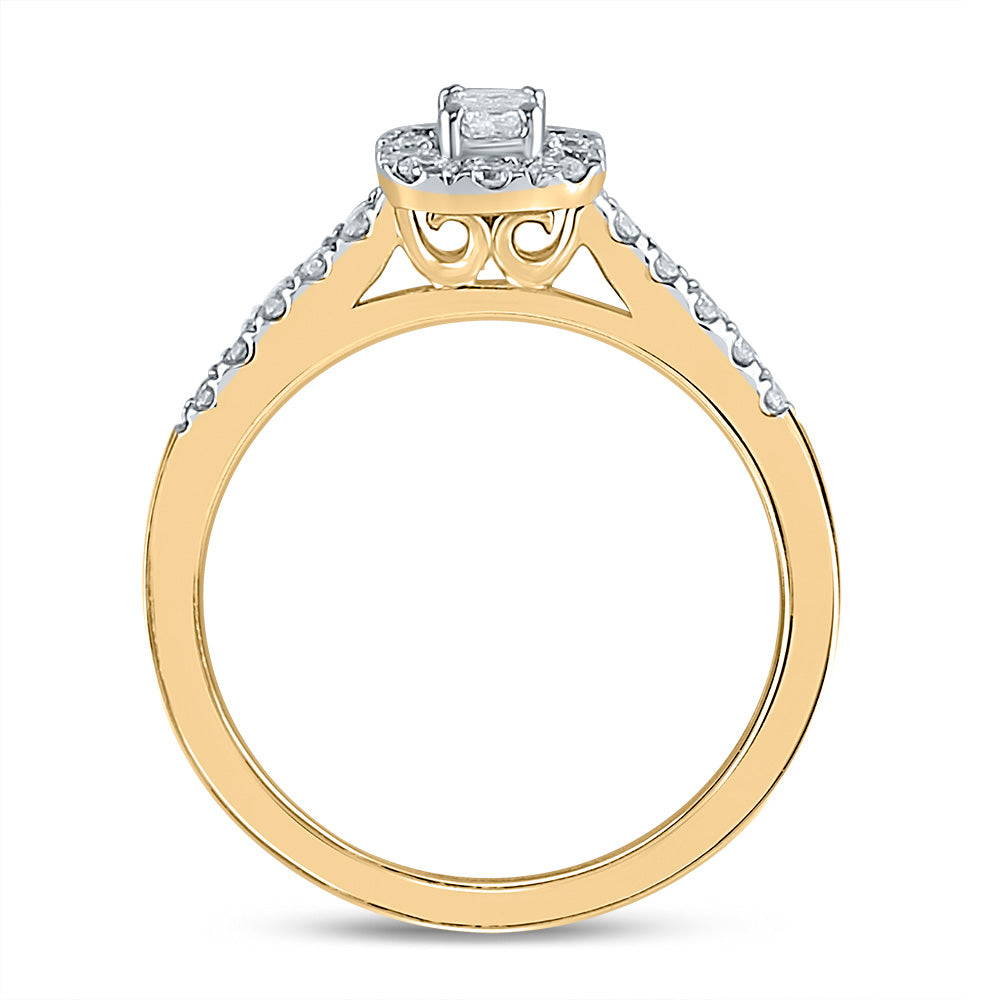14K Yellow Or White Gold  Emerald Diamond Solitaire Bridal Wedding Engagement Ring 1/2 Cttw, Womens Size: 5-10