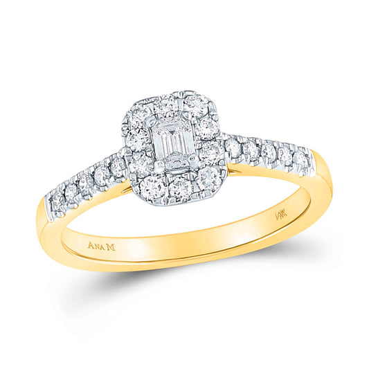 14K Yellow Or White Gold  Emerald Diamond Solitaire Bridal Wedding Engagement Ring 1/2 Cttw, Womens Size: 5-10