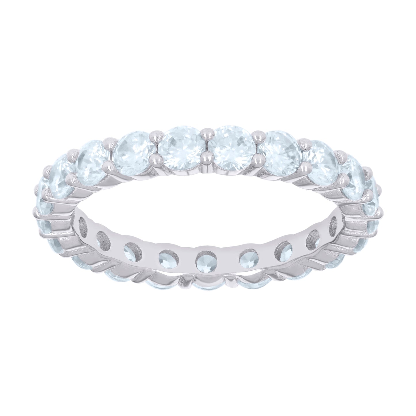 Sterling Silver Womens Cubic-Zirconia Eternity Bridal Anniversary Engagement Wedding Ring
