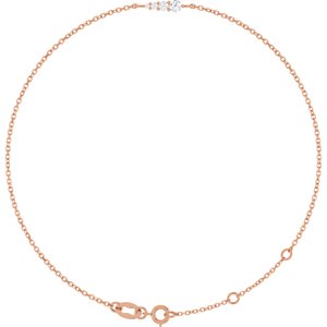 14K Rose Gold 4-Stone  2.5Mm I1, G-H  Polished 1/10 Ctw Natural Diamond Graduated Bracelet