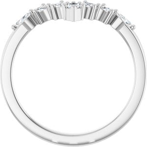 14K White Gold Natural Diamond Marquise 3.5 X 2 Mm Natural Diamond Polished 1/4 Ctw Natural Diamond Contour Band Size 7